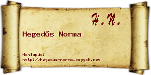 Hegedűs Norma névjegykártya